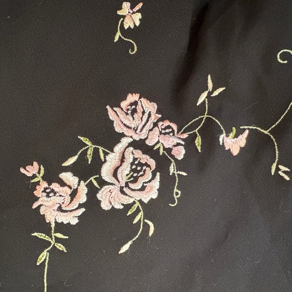 Oscar de la Renta Pink Label Black Floral Embroidered Slip‎ Dress Size M Y2K Vtg - Picture 6 of 16